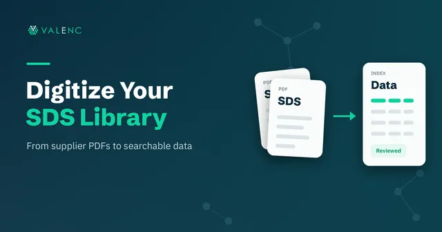 Illustration of supplier SDS PDFs turning into an indexed data table